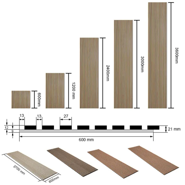 Acoustic Slat Wall Panel Hook Sound Proof Polyester Fiber Hexagon Wood Fiber Polyester MDF Louvers